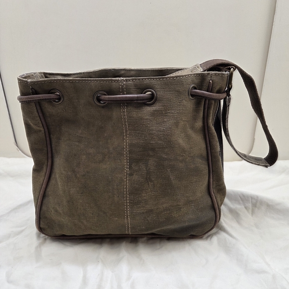 Mona B Canvas & Leather Shoulder Bag | Drawstring | NWOT - Picture 4 of 7
